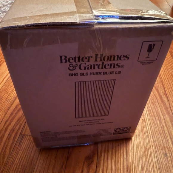 BH&G Glass 8” Hurricane Candle Holder, Blue - Picture 4 of 5